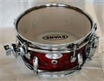 10"X6" 8ply Hi Gloss Red Pearl PopCorn Snare Drum 